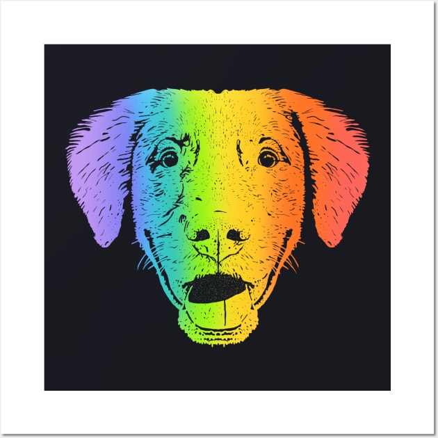 Rainbow Toller Pup Wall Art by childofthecorn